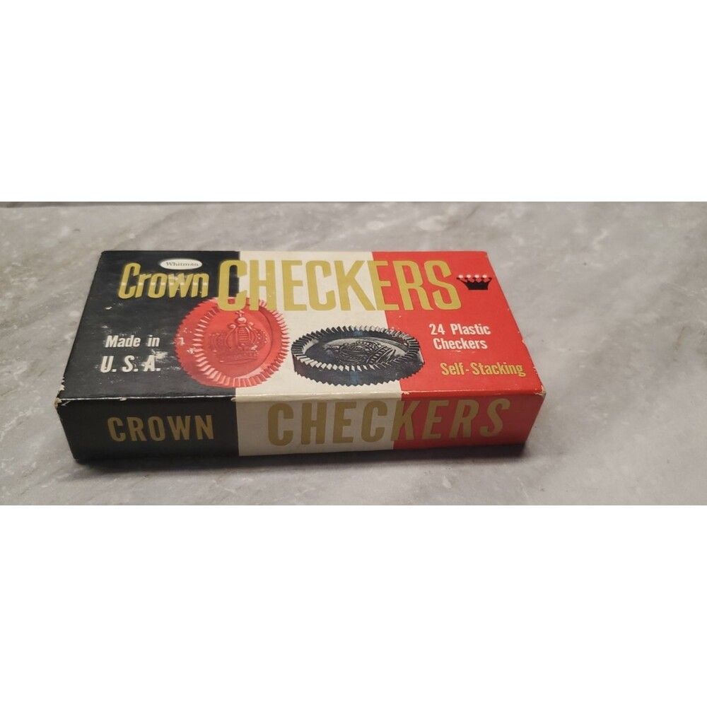 Vtg 1960 Whitman CROWN CHECKERS Complete Set of 24 in Original Box Made In USA